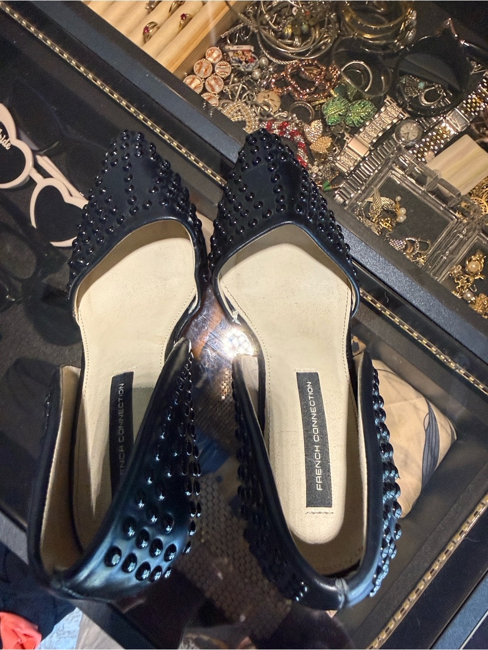 French Connection Black Studded D’orsay styled heels. - Picture 3 of 8
